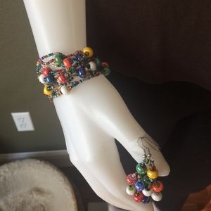 Beaded Bracelet/earrings Crafted So. Africa NWOT